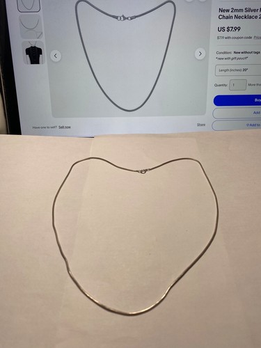 VERSILBERTE 18 ZOLL 2 mm SPULENHALSKETTE mit RINGVERSCHLUSS - Bild 11 von 15