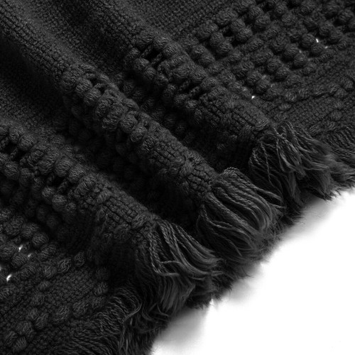 Poncho maglione donna scialle irregolare mantello cappuccio giacca maglia nappa top taglia unica - Foto 10 di 25