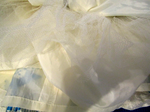 Vestido Vintage Años 50 Bordado En Capas Crinolina Forrado Azul Turquesa Talla S/M - Imagen 7 de 8