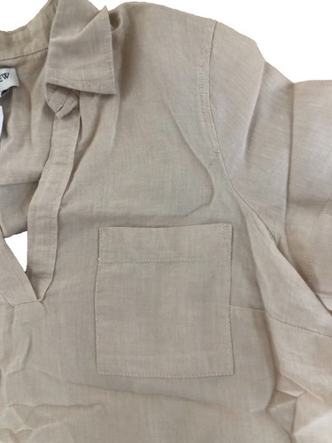 J. Crew V-Neck Popover 100% Linen Short Sleeve Shirt Neutral Tan Women’s Sz XXS - Picture 3 of 9