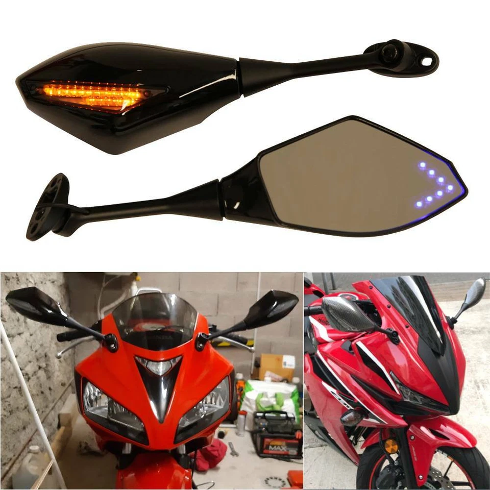Espejos retrovisores LED para motocicleta Honda CBR 600 F3 F4 F4i señales de giro luz A Foto 2 de 4