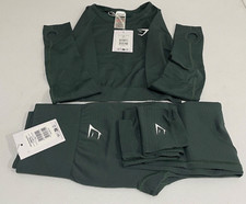 Gymshark Set Vital Seamless 2.0 Long Sleeves Crop Top  Leggings Small Green
