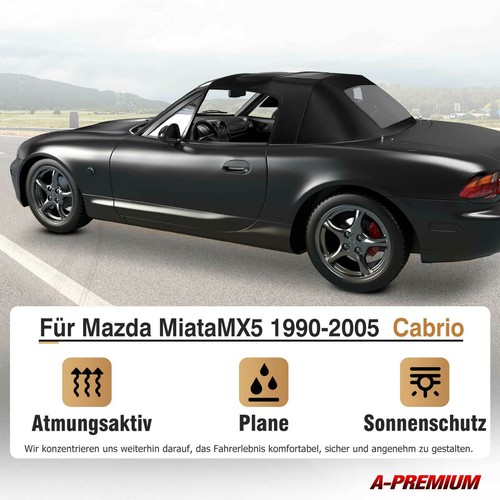 Capote Souple Housse Noire Pour Mazda MX-5 I NA MX-5 II NB 89-05 - Photo 3/8