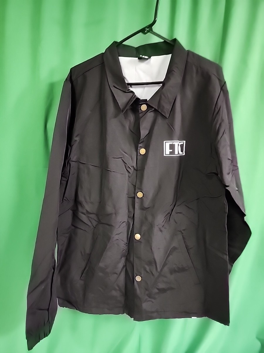 FTC Skateboarding Windbreaker LARGE Snap Button Up Black Light 