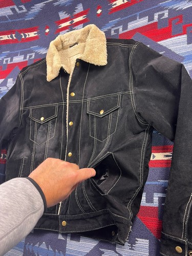 Scully Western Men's Sherpa Lined Boar Suede Cowboy Trucker Jacket Coat Sz L - Picture 7 of 17
