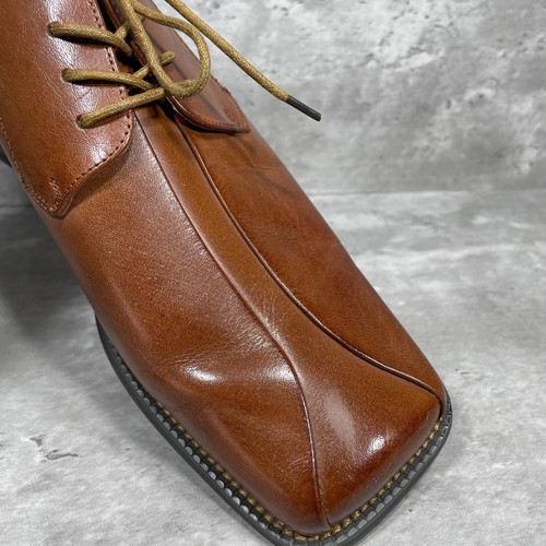 Zengara Brown Leather Lace Up Square Toe Dress Shoes Men's Size 10 M - Picture 12 of 15