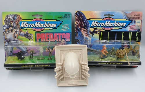 ALIENS & PREDTOR : ENSEMBLE DE MICROMACHINES EXTRATERRESTRES & PREDATOR & ENSEMBLE DE PLAQUE EXTRATERRESTRE EN RÉSINE - Photo 1/12