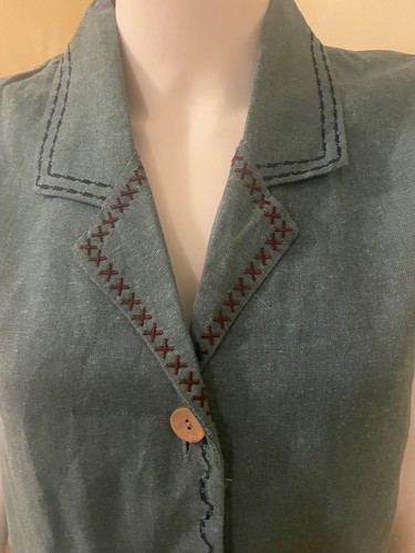 White Stag Blue Sleeveless Top Shirt with Embroidery Medium New with Tags NWT - Picture 2 of 14