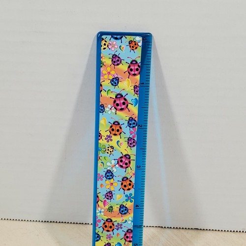Vintage Lisa Frank Lady Bugs & Flowers 6 Inch Blue School Ruler - Picture 11 of 12
