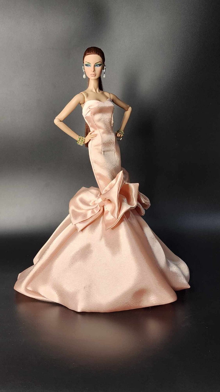 Elegant Silk Stone Gown Outfit for Royalty Barbie Dolls Fashion
