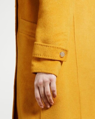 TED BAKER Women Yellow Blankaa Wool Blend Pea Smart Coat
