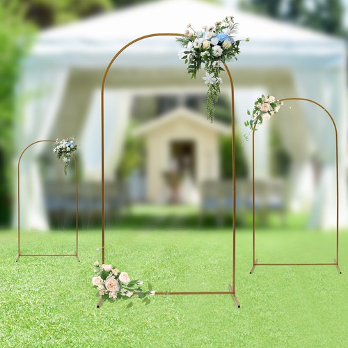 3 Pcs Arch Backdrop Stand Wedding Gold Backdrop Stand For Ceremony Metal Decor - Picture 3 of 10
