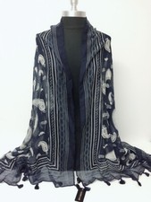 WHOLESALE Lot of 6PCS Paisley Print w/Tassels Chiffon Scarves Soft Wraps Shawl
