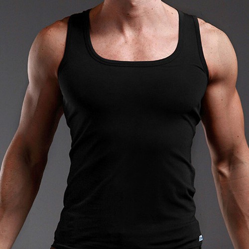 Hombres Deportes Fitness Camisetas sin mangas Chaleco Camiseta Color Sólido Camiseta Algodón ✨ ' - Imagen 4 de 24