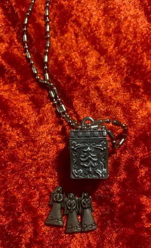 Ganz Gebetsbox & Charm Schmuckstück 3 Engel Weihnachtsanhänger Zinn Xmas mit Kette - Bild 1 von 5