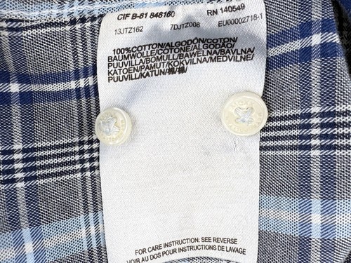 Mexx Metropolitan Shirt Mens Large 17 1/4 Black Blue Plaid Button Up Long Sleeve - Picture 7 of 7