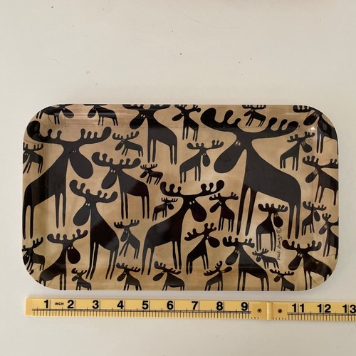 Heidi Lange Moose Print Plastic Rectangle Tray Platter By Cindor 7.5 X 12.5 - Picture 5 of 6