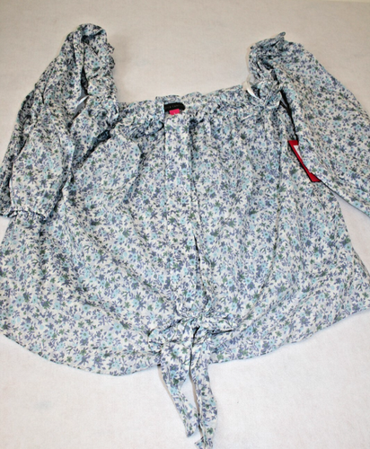 NWTS Vince Camuto Blue Floral Print Off Shoulder Blouse Size Large - Picture 2 of 4