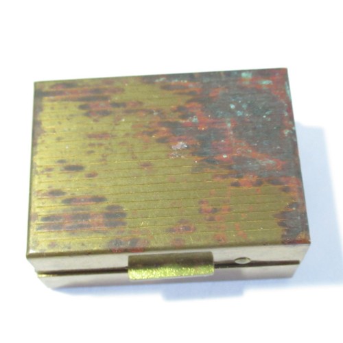Small Rain Bonnet Box Enamel w Brass Umbrella Vintage - Picture 2 of 4