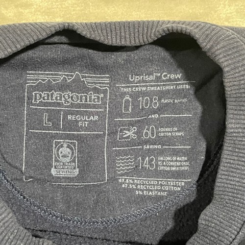Patagonia Sweater Mens Large Blue Uprisal Crew Neck Pullover Hiking Outdoor - Picture 3 of 7