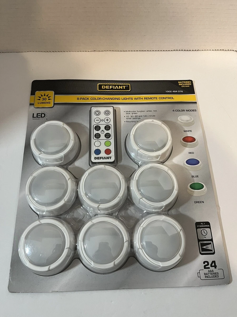 New Defiant 8 Pack Color Changing Lights With Remote Control