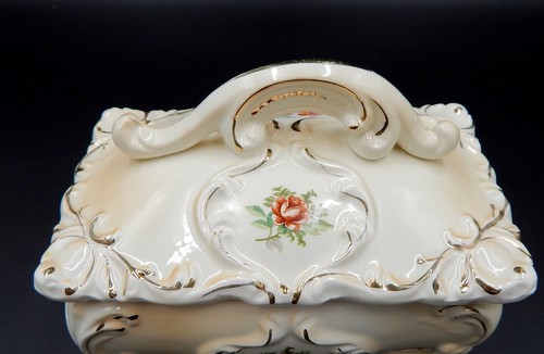 Royal Sealy Covered Trinket Dresser Vanity Dish Courting Couple Candy Japan VTG - Picture 13 of 15