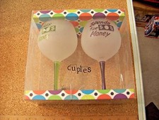 Makes the Spends the Money wine stem glasses glass bride groom husband wife