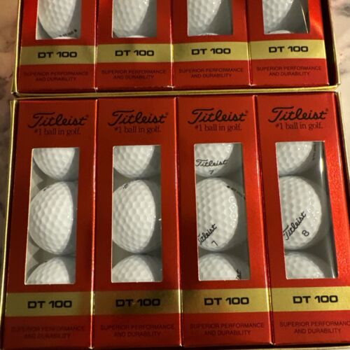NEW Old Stock zwei Dutzend (24) TITLEIST DT 100 GOLFBÄLLE; 8 Hüllen; Posten - Bild 2 von 3