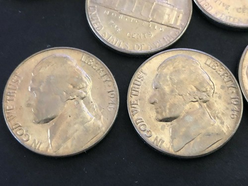 1946 D bonito rollo de 34 níqueles Jefferson unc unc - Imagen 2 de 4