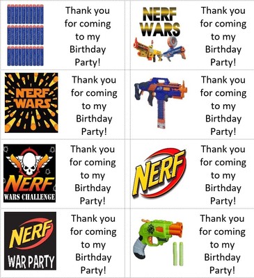 Nerf Personalised Stickers Sweet Cones Birthday Thank You Party Cake Box