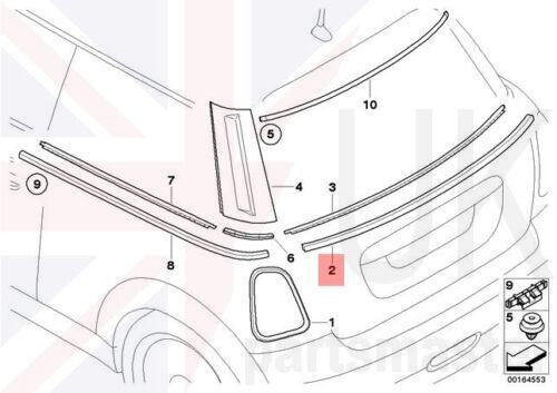 MINI COOPER R56 ORIGINAL HINTERSCHEIBE UNTEN CHROM ABDECKUNG VERKLEIDUNG 51312754852 - Bild 3 von 9