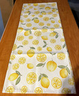 Table Runner Yellow & White Cotton Lemon Themed 70" x 14"
