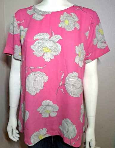 Top blusa floreale rosa WORTHINGTON taglia L maglione manica corta modesto - Foto 2 di 5
