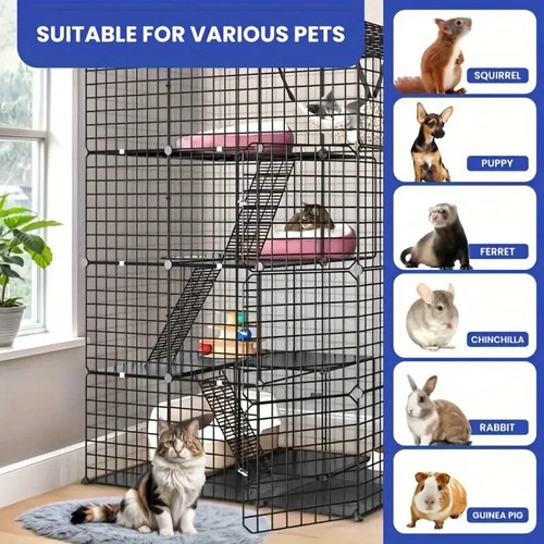 4 Tier Large Cat Cage with Hammock Cat Enclosure Catio Metal Kennels for 1-3 Cat - Picture 2 of 17