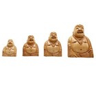 Wooden Sitting Laughing Buddha/Happy Man Statue Showpiece For Home Set of 4