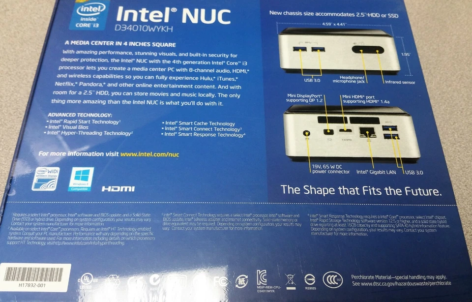 Intel Nuc Kit d3401wykh BOXD34010WYKH1 Chassis i3 processor 4th Gen - Image 3 of 3