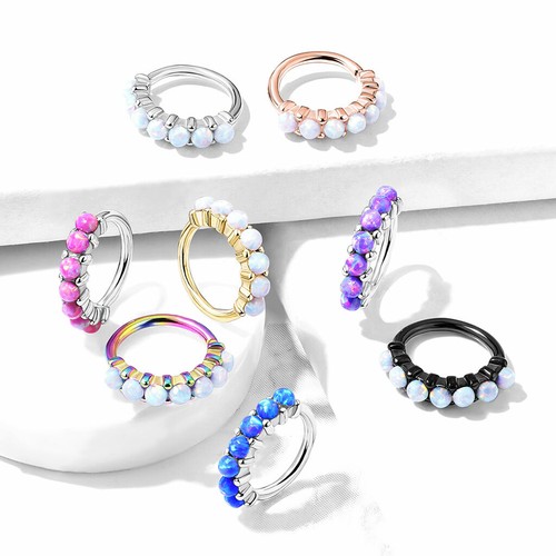 1pc Bendable 7 Opal Hoop Ring Nose Eyebrow Cartilage Rook Daith Helix Tragus  - Picture 1 of 20