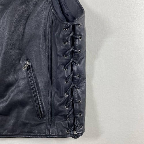 Harley-Davidson RIDE FREE Leather Vest Men’s Large Black Flames & Eagle - Picture 12 of 17