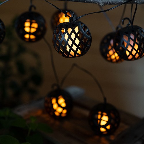 Lichterkette Solarleuchte Außenlampe 8x LED Kugel Balkonleuchte Flammeneffekt - Bild 4 von 12