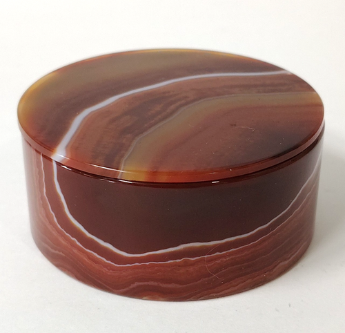 Banded Carnelian Round Lidded Trinket Box