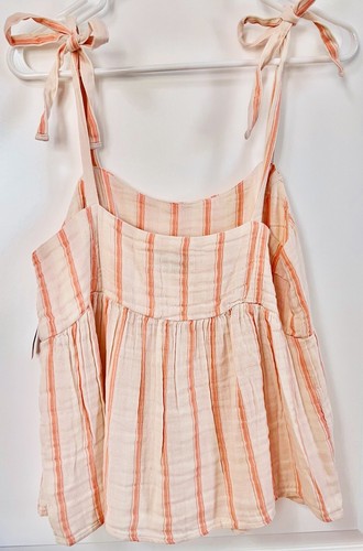 Old Navy Women’s Striped Tank Top XS Tie Straps Orange Ivory Spring Summer NWT - Picture 2 of 11