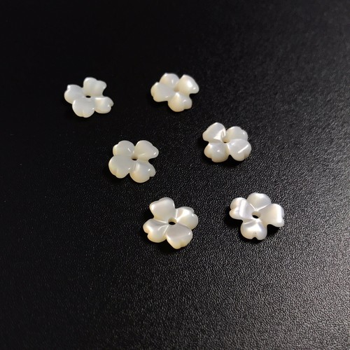 2 PC Natural White MOP Shell Carved Flower 8mm - NEW DIY Bead Design Wholesale - Picture 2 of 7