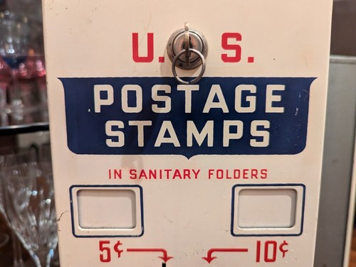 United States 5 & 10 Cent Postal Stamp Vending Machine W/ 2 Levers & Working Key - Picture 2 of 16