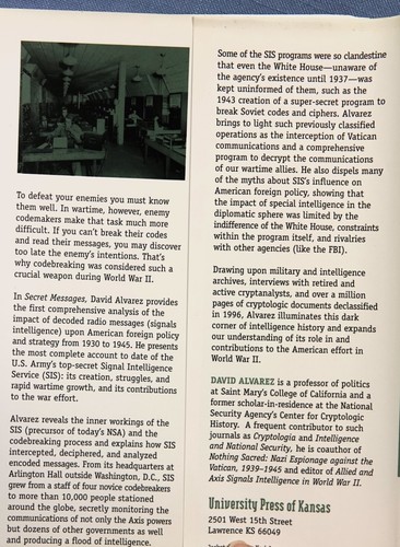 Secret Messages: Codebreaking and American Diplomacy, 1930-1945 by David Alvarez - Picture 5 of 5