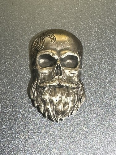 2019 Palau $5 Antiqued Biker Skull 1 Oz Silver Coin - Box And COA