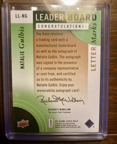 2013 Upper Deck SP Game Used LETTER MARKS NATALIE GULBIS LETTER COMPLETE SET ++ - Picture 9 of 11