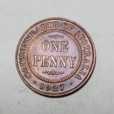 1927 Australia Penny - Bronze Coin - Minted in Melbourne - George V