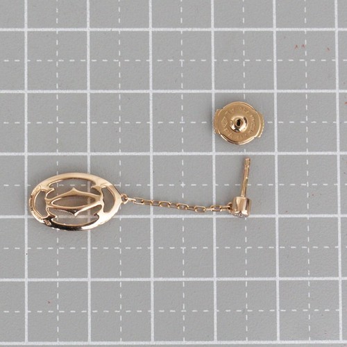 Cartier Pierced Earrings DOUBLE C LOGO K18PG Single Newly Polished 750 6152A - Picture 6 of 6