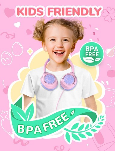 Kinderkopfhörer, 85dB, Stereo, Faltbar, 3.5mm Jack, für iPad, Tablets, Rosa - Bild 6 von 12