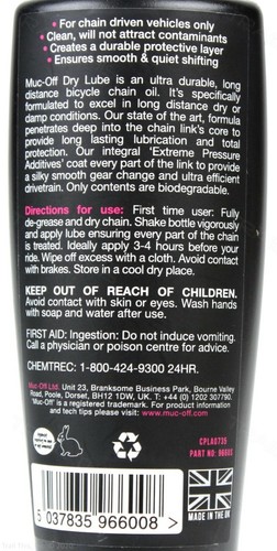 Muc-Off Dry 120ml Bicycle Chain Lube Bottle Road/MTB/CX Biodegradable 4oz - Picture 2 of 3